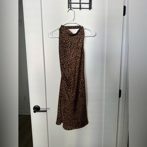 ARITZIA Babaton Brown Leopard Print Backless Dress